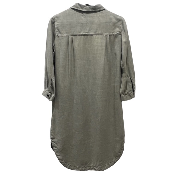 Zara Military Army Green  Tencel Chambray 3/4 Sleeve Button Down Beach Tunic 💜 - Picture 4 of 12